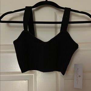 Spiritual Gangster Black Fitted Crop Bustier Tank Top